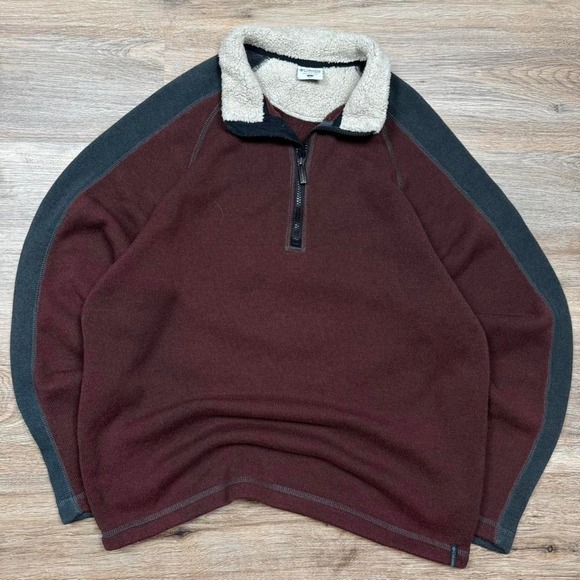 dark red burgundy vintage 2000s fleece lined columbia quarter zip sweatshirt - Picture 1 of 6
